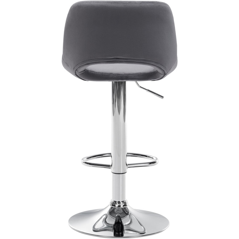Tabouret de bar moderne en Velours Gris foncé Métal Argenté Zyrion - 4
