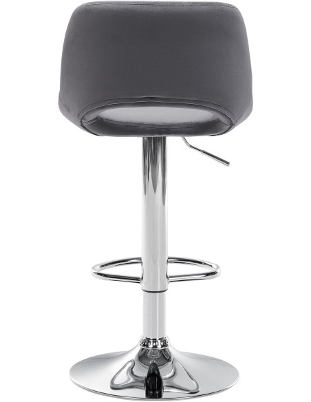 Tabouret de bar moderne en Velours Gris foncé Métal Argenté Zyrion - 4