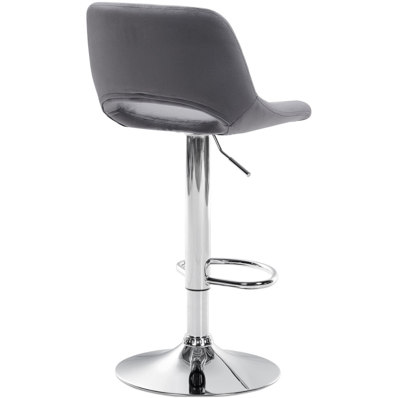 Tabouret de bar moderne en Velours Gris foncé Métal Argenté Zyrion - 5