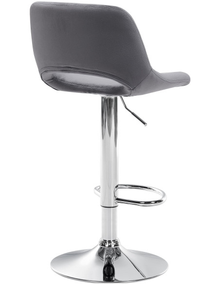 Tabouret de bar moderne en Velours Gris foncé Métal Argenté Zyrion - 5