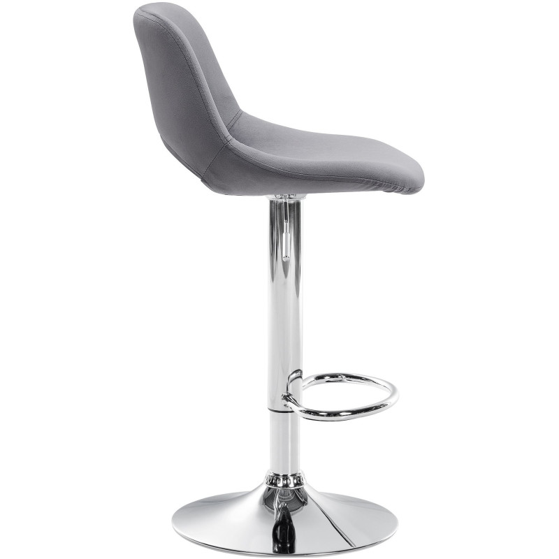 Tabouret de bar moderne en Velours Gris foncé Métal Argenté Zyrion - 3
