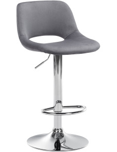 Tabouret de bar moderne en Velours Gris foncé Métal Argenté Zyrion - 1