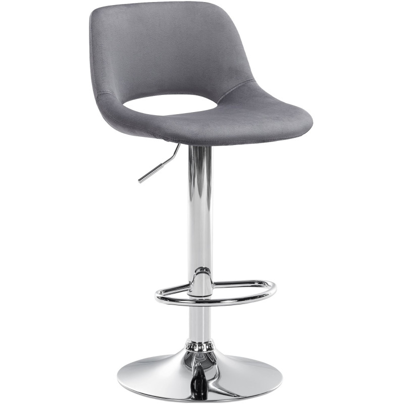 Tabouret de bar moderne en Velours Gris foncé Métal Argenté Zyrion - 1