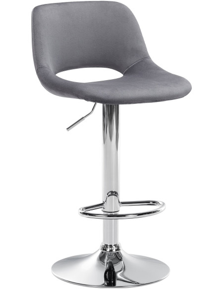 Tabouret de bar moderne en Velours Gris foncé Métal Argenté Zyrion - 1
