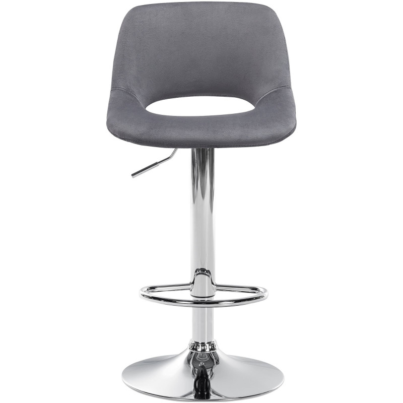 Tabouret de bar moderne en Velours Gris foncé Métal Argenté Zyrion - 2