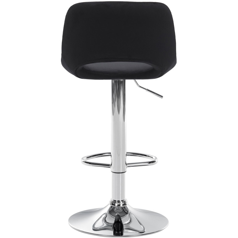 Tabouret de bar moderne en Velours Noir Métal Argenté Zyrion - 4