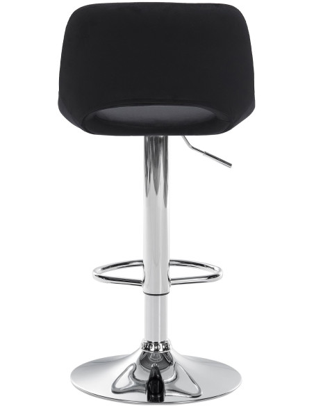 Tabouret de bar moderne en Velours Noir Métal Argenté Zyrion - 4