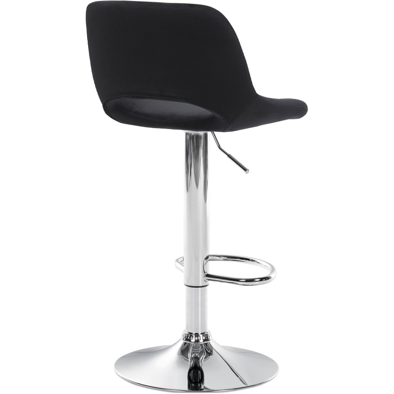 Tabouret de bar moderne en Velours Noir Métal Argenté Zyrion - 5