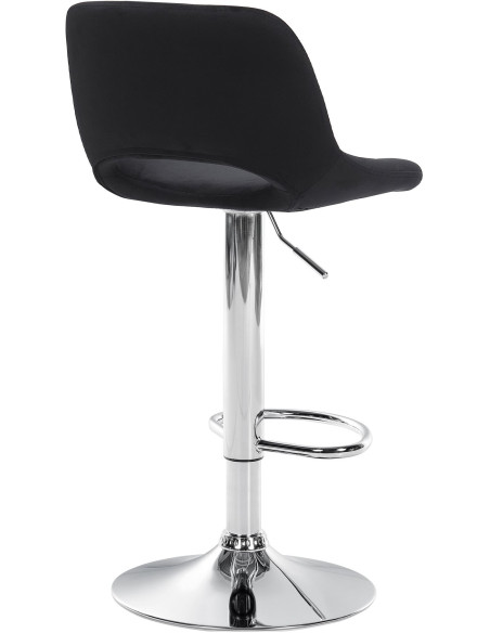 Tabouret de bar moderne en Velours Noir Métal Argenté Zyrion - 5