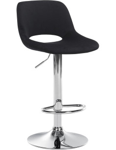 Tabouret de bar moderne en Velours Noir Métal Argenté Zyrion - 1