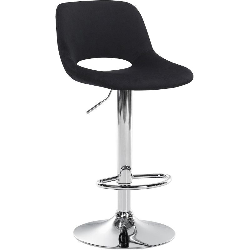Tabouret de bar moderne en Velours Noir Métal Argenté Zyrion - 1