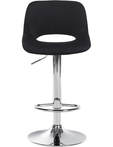 Tabouret de bar moderne en Velours Noir Métal Argenté Zyrion - 2