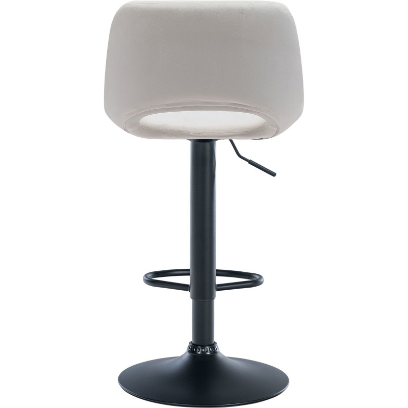 Tabouret de bar moderne en Velours Blanc crème Métal Noir Zyrion - 4