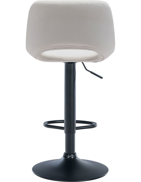 Tabouret de bar moderne en Velours Blanc crème Métal Noir Zyrion - 4