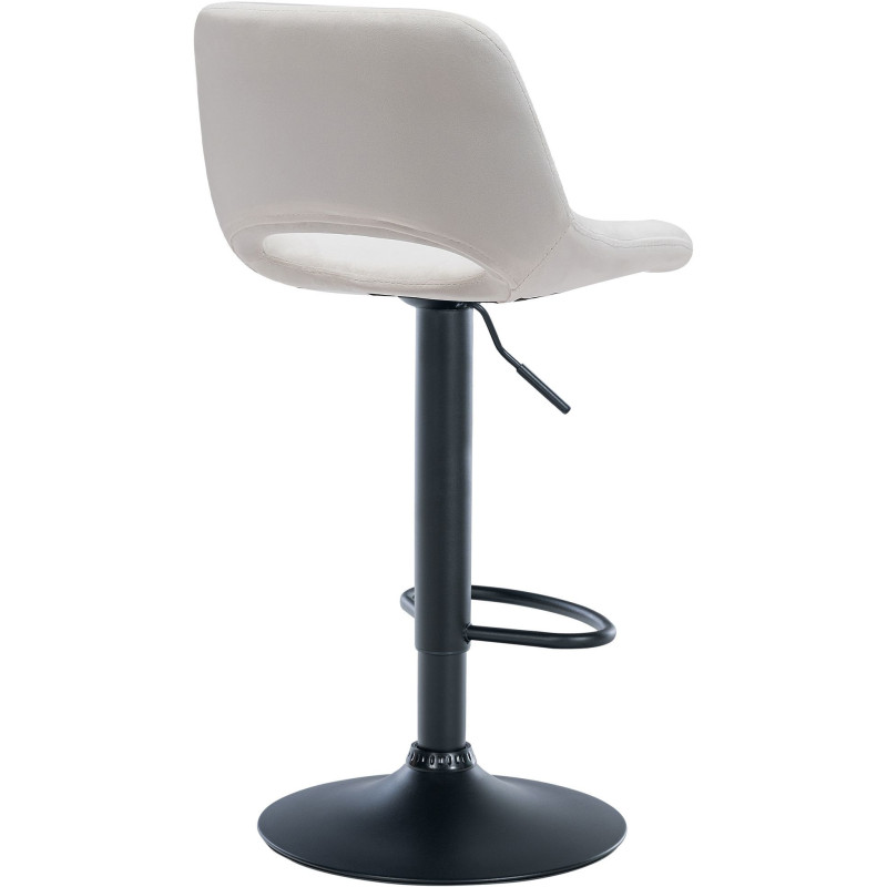 Tabouret de bar moderne en Velours Blanc crème Métal Noir Zyrion - 5