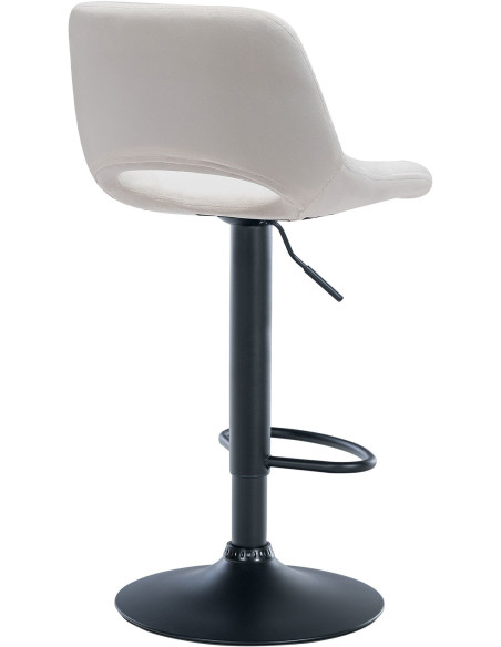 Tabouret de bar moderne en Velours Blanc crème Métal Noir Zyrion - 5