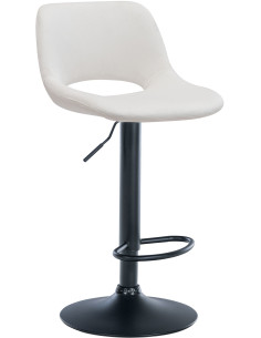 Tabouret de bar moderne en Velours Blanc crème Métal Noir Zyrion - 1