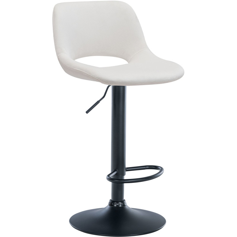 Tabouret de bar moderne en Velours Blanc crème Métal Noir Zyrion - 1