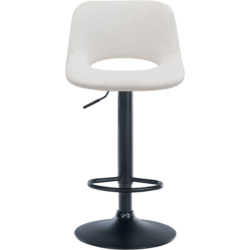 Tabouret de bar moderne en Velours Blanc crème Métal Noir Zyrion - 3