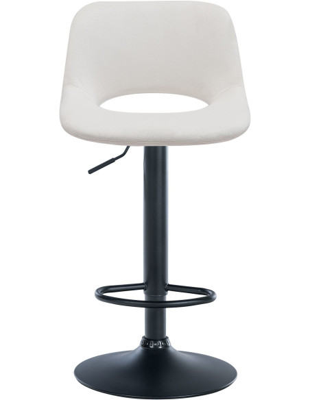 Tabouret de bar moderne en Velours Blanc crème Métal Noir Zyrion - 3