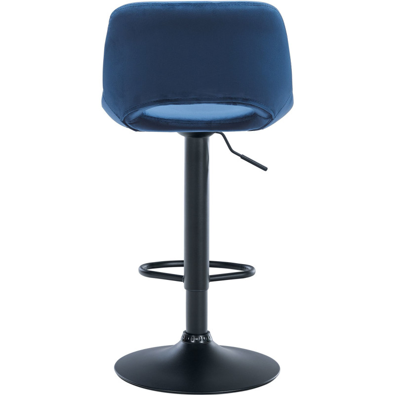 Tabouret de bar moderne en Velours Bleu Métal Noir Zyrion - 4