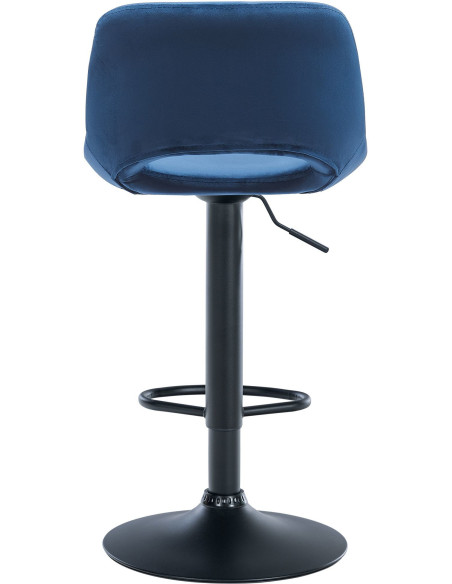 Tabouret de bar moderne en Velours Bleu Métal Noir Zyrion - 4