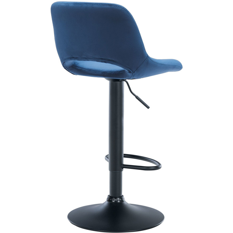 Tabouret de bar moderne en Velours Bleu Métal Noir Zyrion - 5
