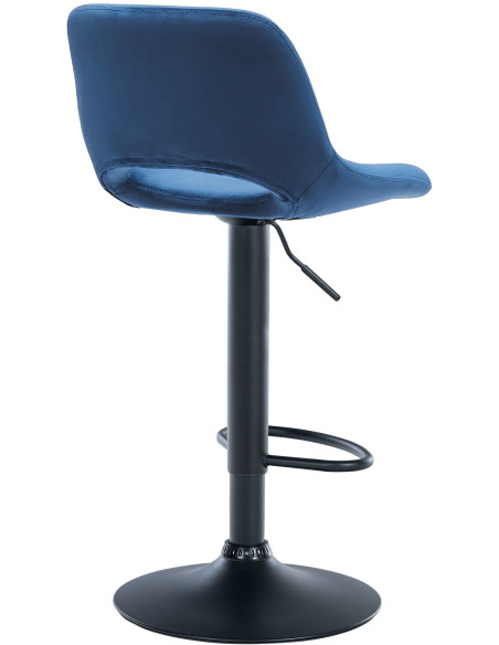 Tabouret de bar moderne en Velours Bleu Métal Noir Zyrion - 5
