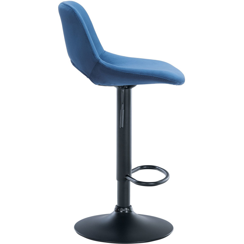 Tabouret de bar moderne en Velours Bleu Métal Noir Zyrion - 3