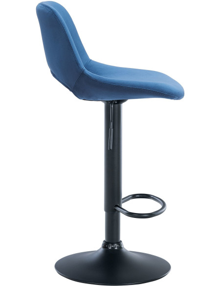 Tabouret de bar moderne en Velours Bleu Métal Noir Zyrion - 3