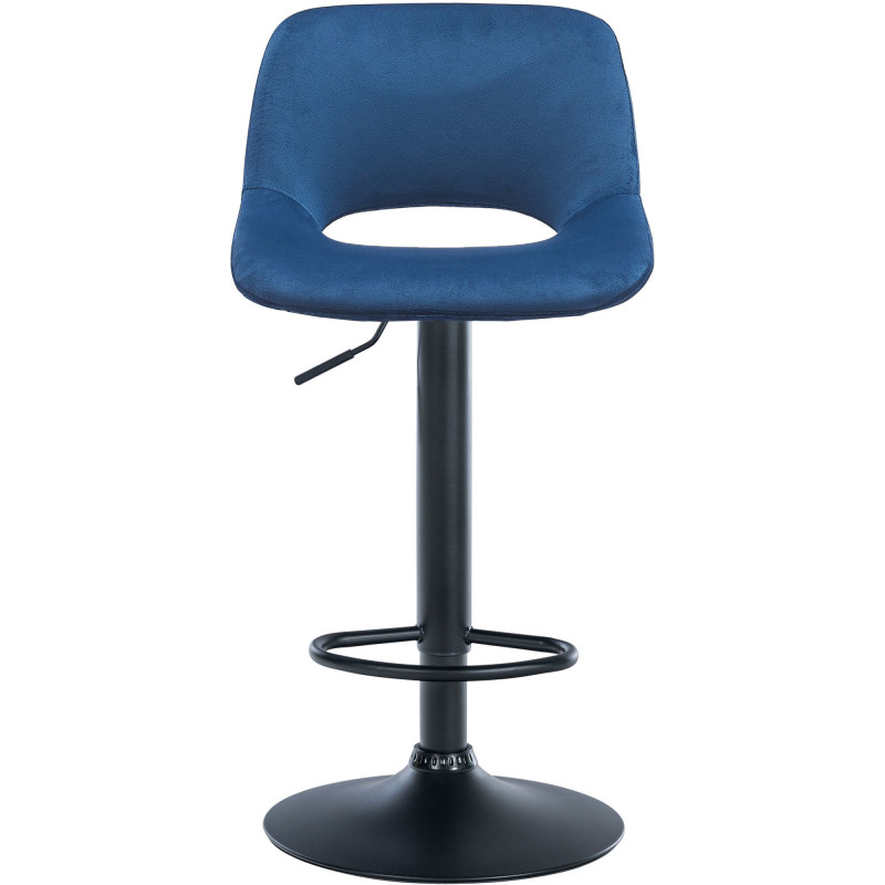 Tabouret de bar moderne en Velours Bleu Métal Noir Zyrion - 2