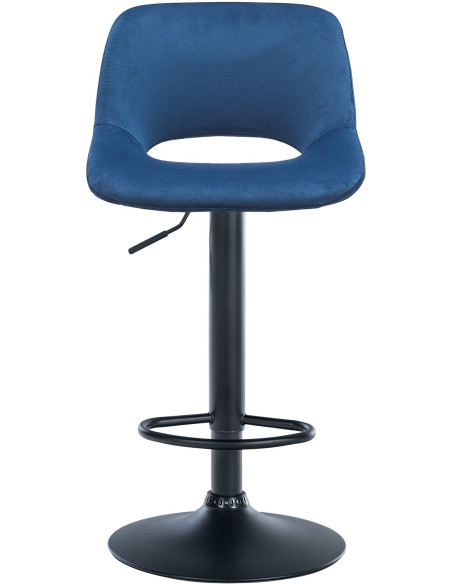 Tabouret de bar moderne en Velours Bleu Métal Noir Zyrion - 2