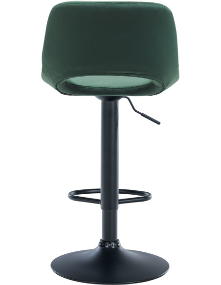 Tabouret de bar moderne en Velours Vert Métal Noir Zyrion - 4
