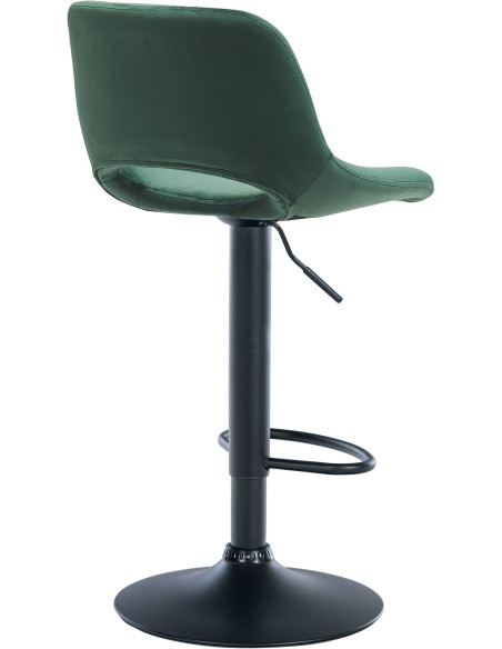Tabouret de bar moderne en Velours Vert Métal Noir Zyrion - 5