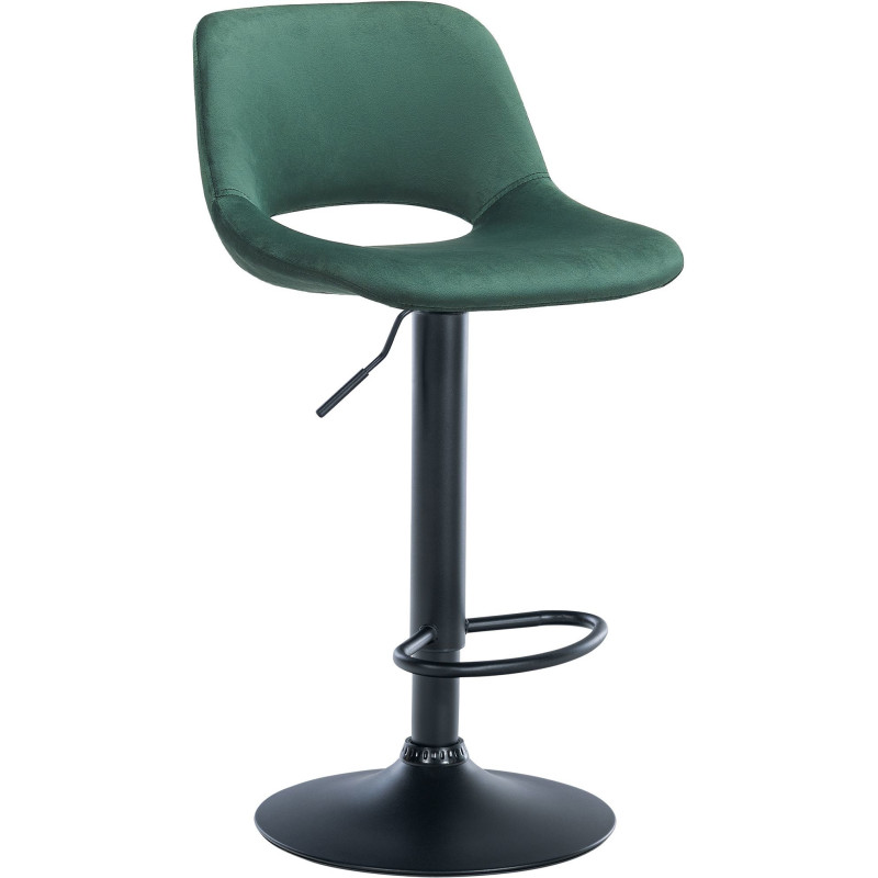 Tabouret de bar moderne en Velours Vert Métal Noir Zyrion - 1