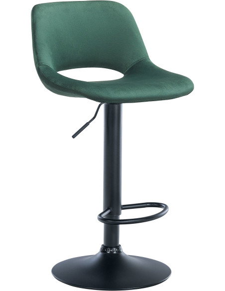 Tabouret de bar moderne en Velours Vert Métal Noir Zyrion - 1