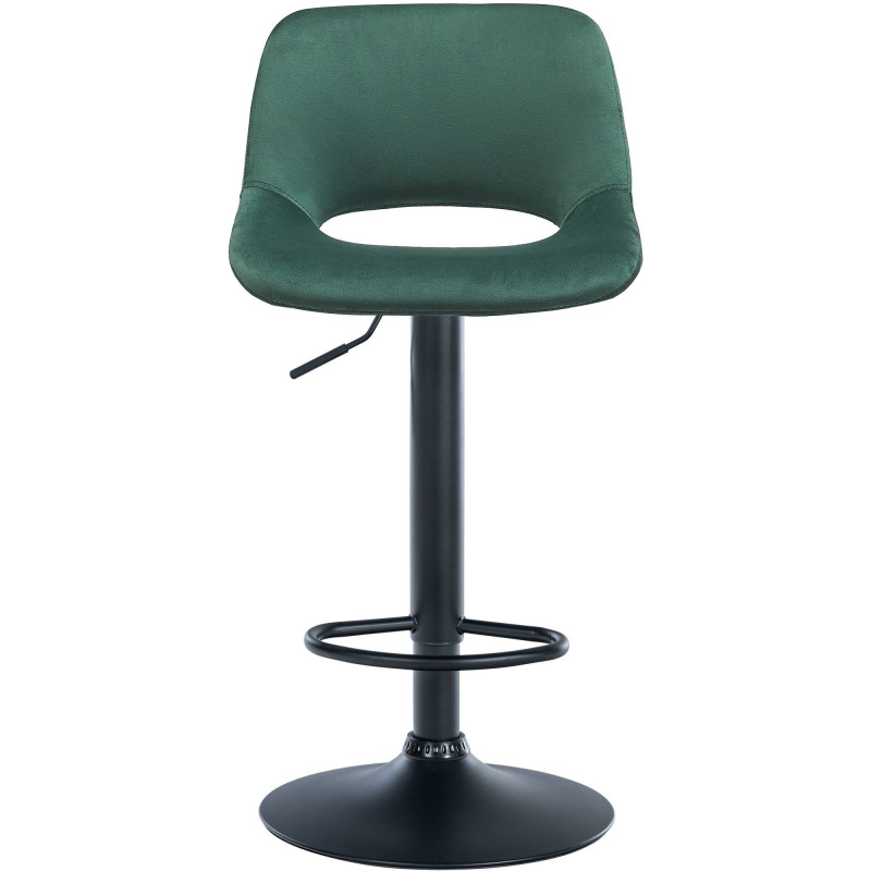 Tabouret de bar moderne en Velours Vert Métal Noir Zyrion - 2