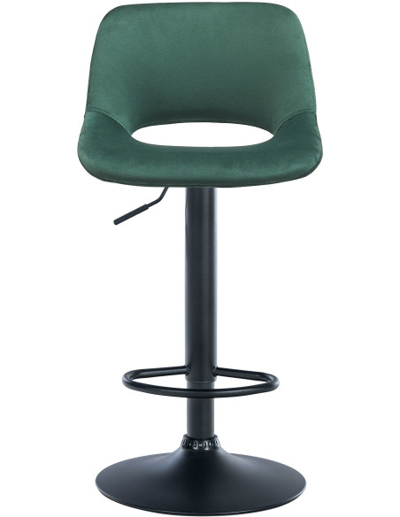 Tabouret de bar moderne en Velours Vert Métal Noir Zyrion - 2