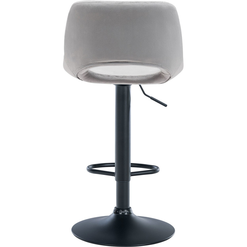 Tabouret de bar moderne en Velours Gris clair Métal Noir Zyrion - 4