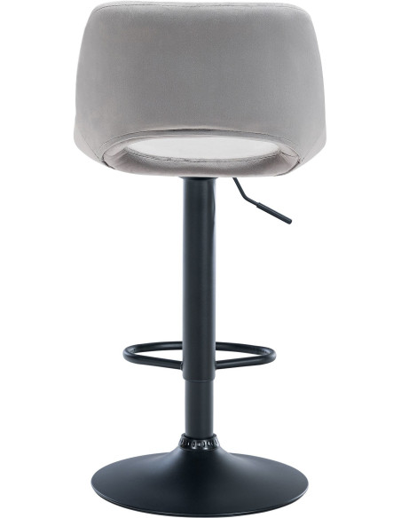 Tabouret de bar moderne en Velours Gris clair Métal Noir Zyrion - 4