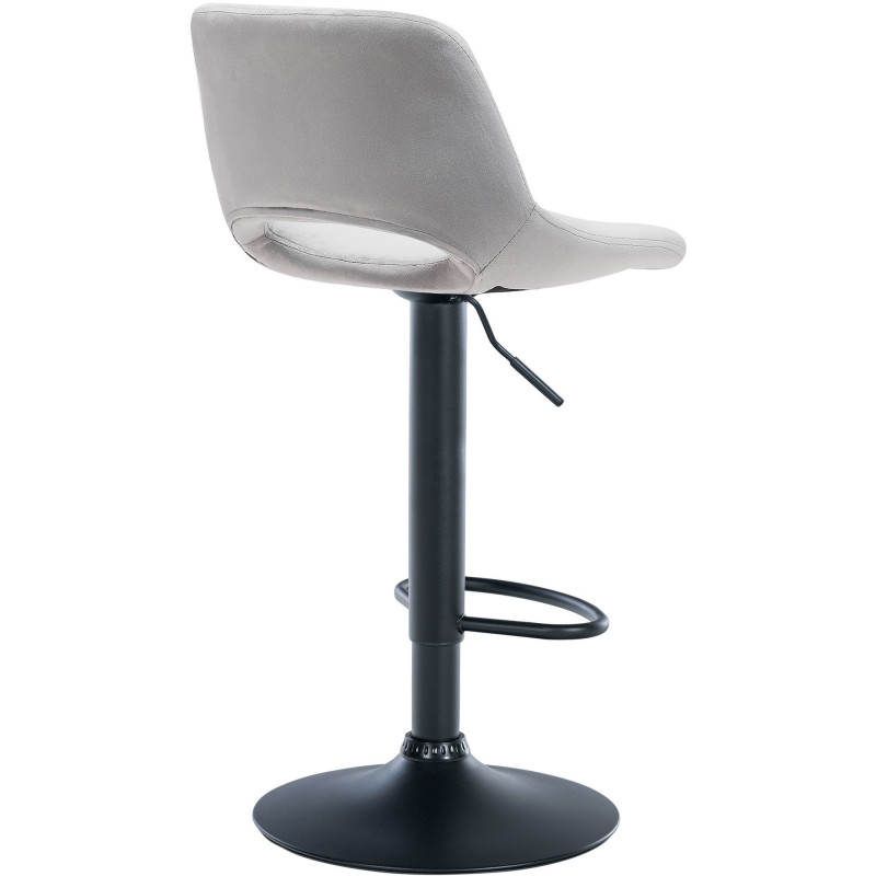 Tabouret de bar moderne en Velours Gris clair Métal Noir Zyrion - 5