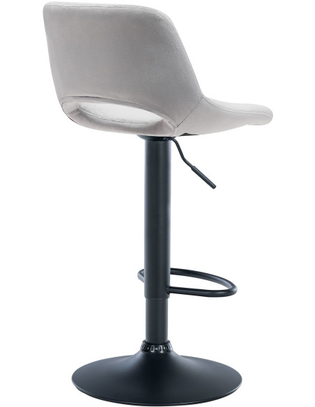Tabouret de bar moderne en Velours Gris clair Métal Noir Zyrion - 5