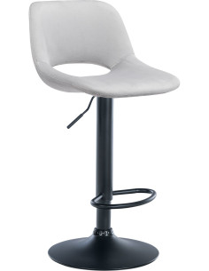 Tabouret de bar moderne en Velours Gris clair Métal Noir Zyrion - 1
