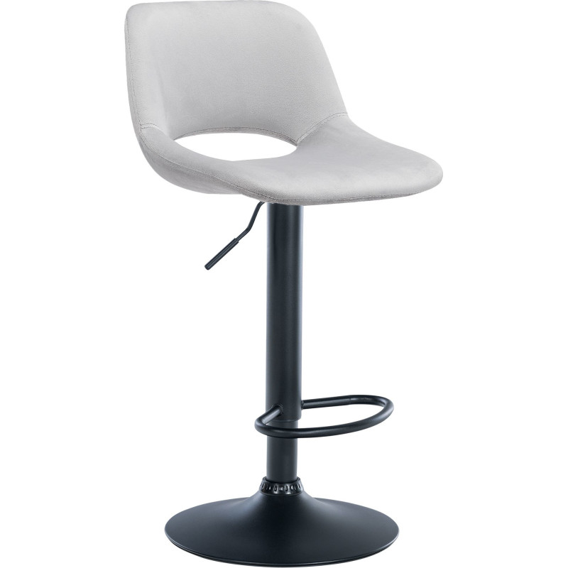 Tabouret de bar moderne en Velours Gris clair Métal Noir Zyrion - 1