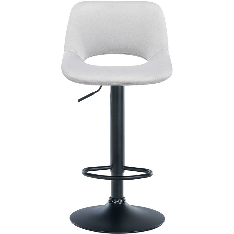 Tabouret de bar moderne en Velours Gris clair Métal Noir Zyrion - 2
