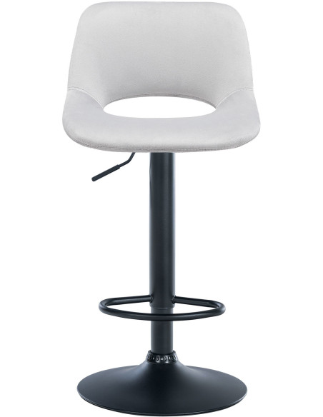 Tabouret de bar moderne en Velours Gris clair Métal Noir Zyrion - 2