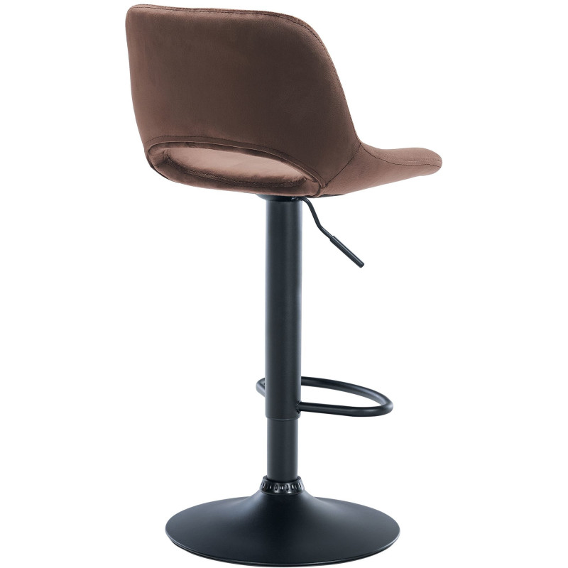 Tabouret de bar moderne en Velours Marron Métal Noir Zyrion - 5