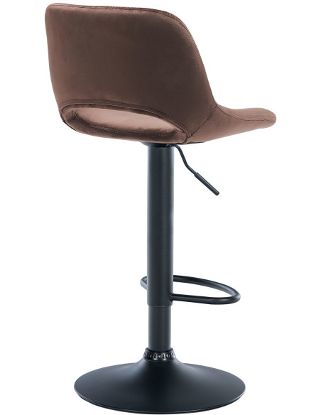 Tabouret de bar moderne en Velours Marron Métal Noir Zyrion - 5