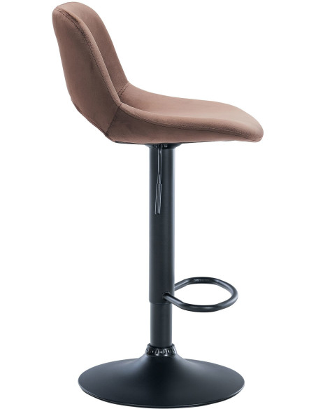 Tabouret de bar moderne en Velours Marron Métal Noir Zyrion - 3