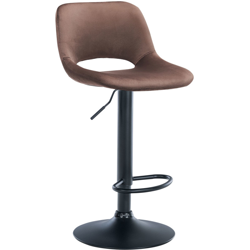 Tabouret de bar moderne en Velours Marron Métal Noir Zyrion - 1